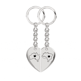 Heart Between Countries Engraved Keychain (2 Keychains)
