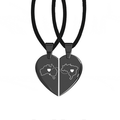 Heart Between Countries Engraved Necklace (2 Necklaces)