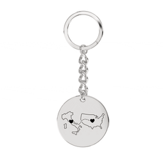 Dual Maps Engraved Keychain