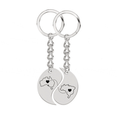 Heart Between Countries Yin/Yang Engraved Keychain (2 Keychains)
