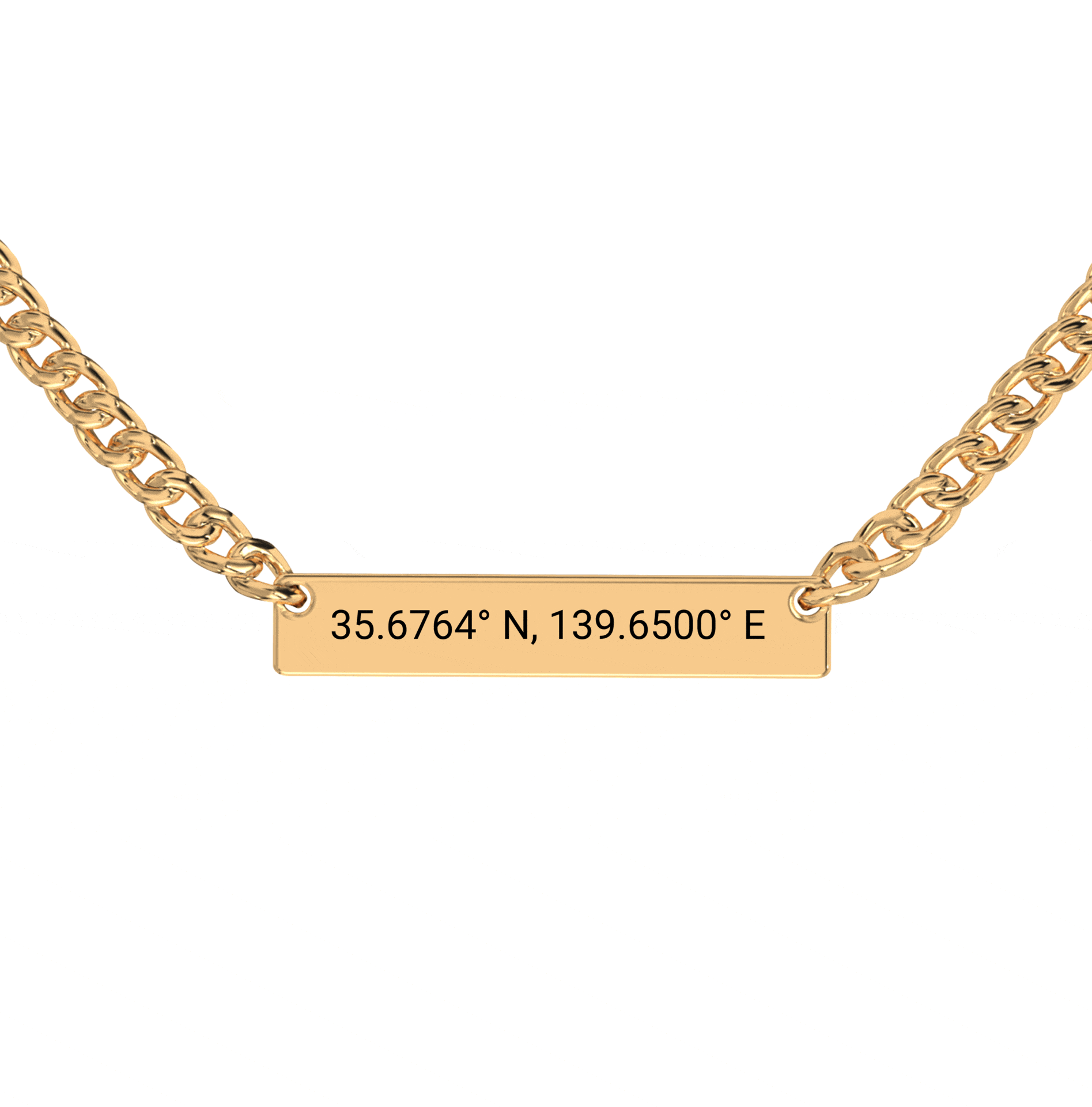 Coordinate Engraved Horizontal Bar Necklace