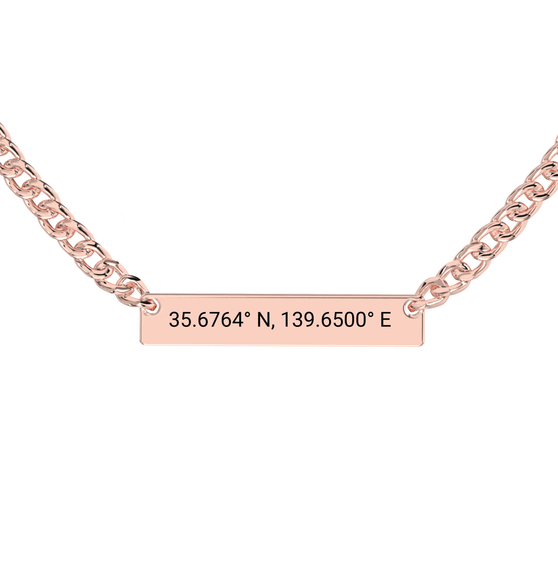Coordinate Engraved Horizontal Bar Necklace