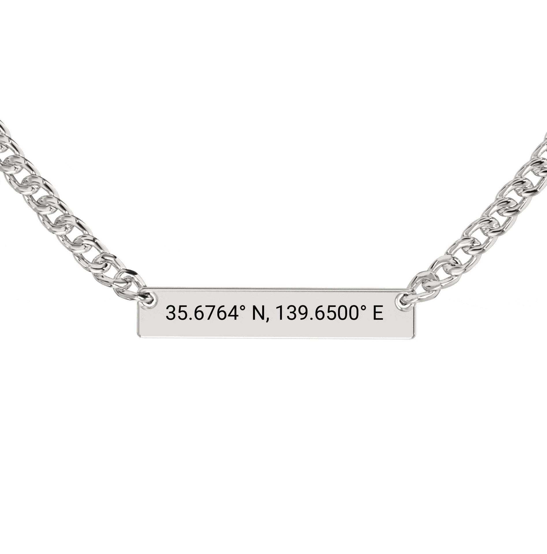 Coordinate Engraved Horizontal Bar Necklace