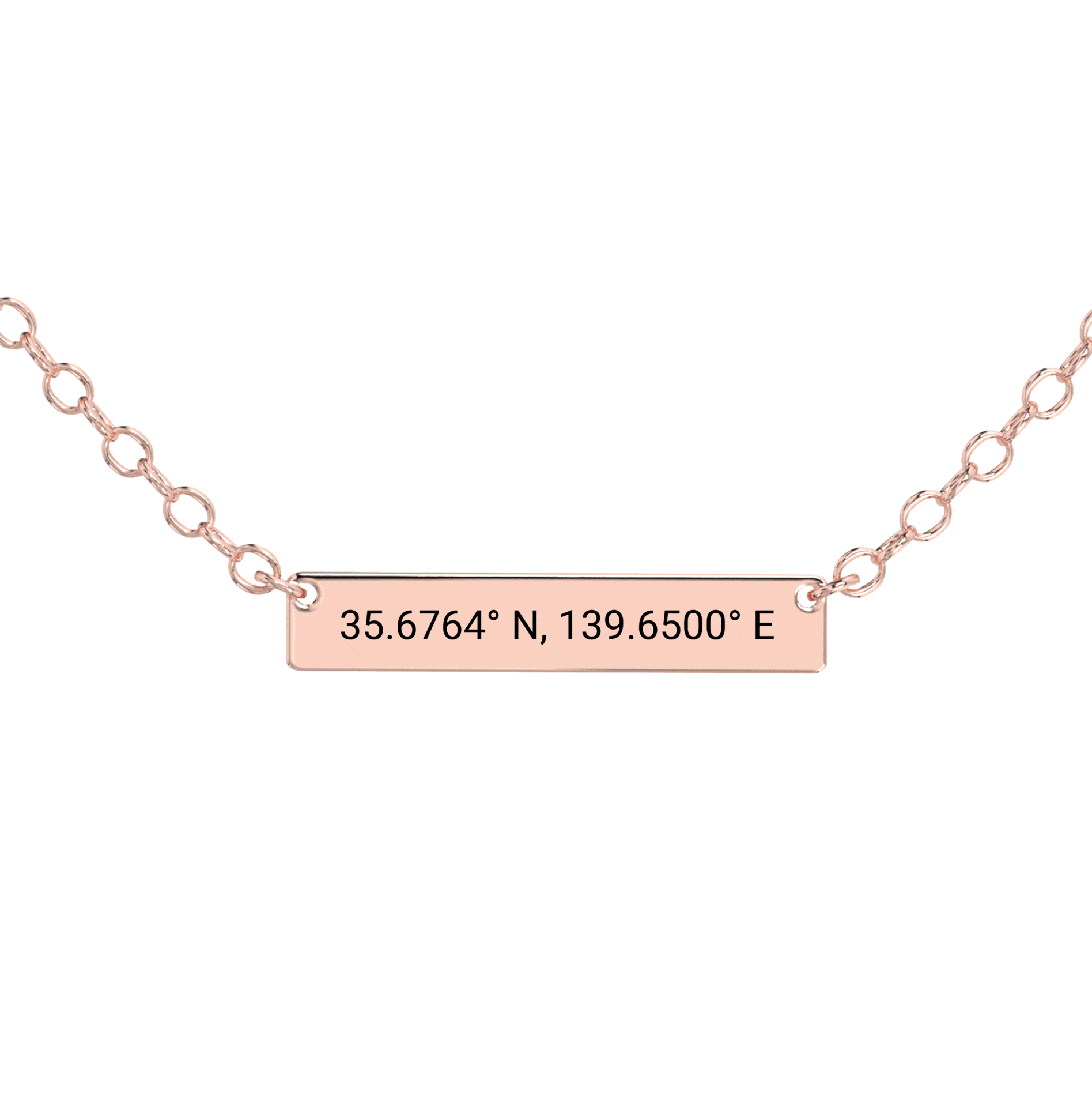 Coordinate Engraved Horizontal Bar Necklace