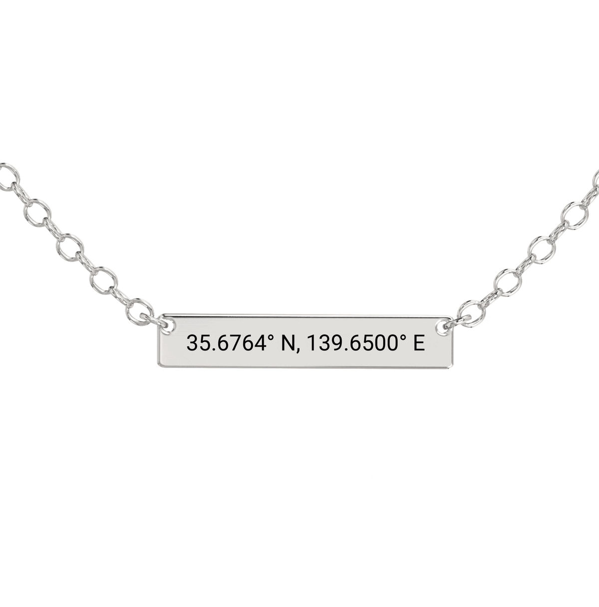 Coordinate Engraved Horizontal Bar Necklace