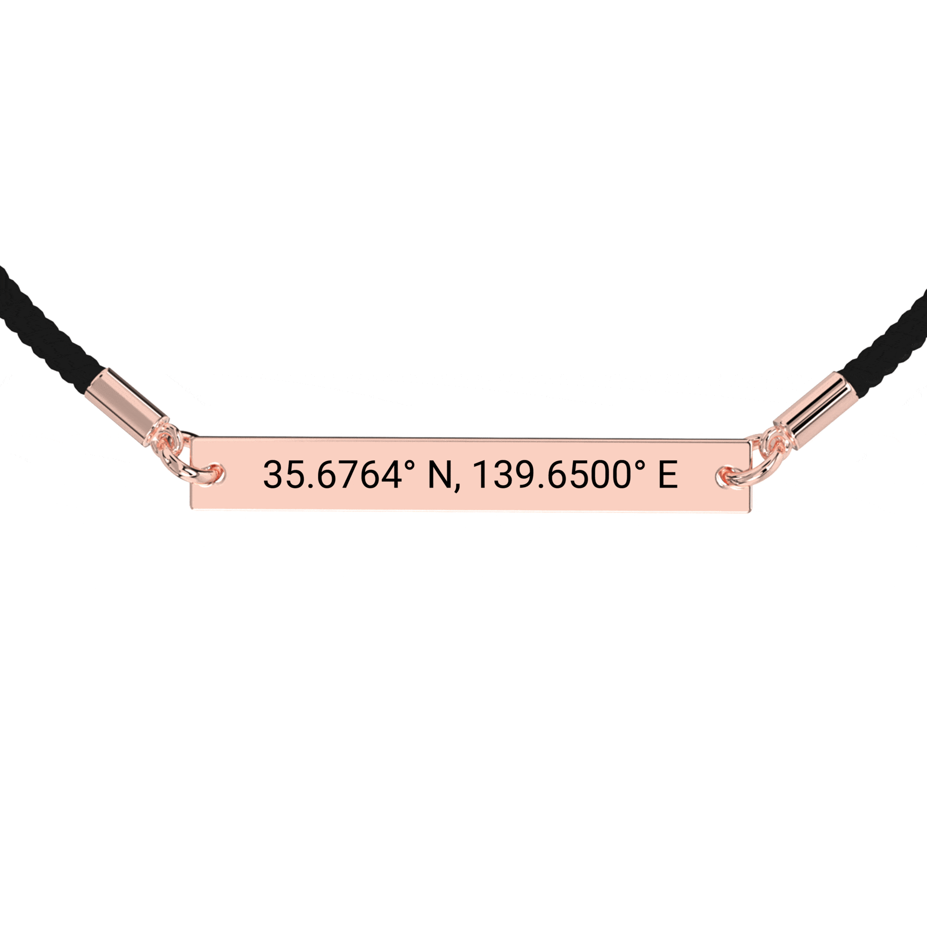 Coordinate Engraved Rope Bracelet