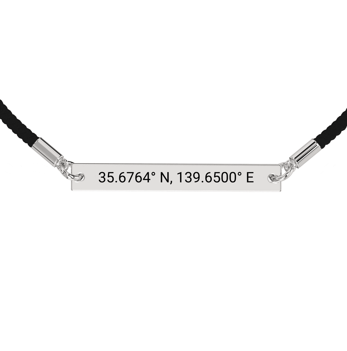 Coordinate Engraved Rope Bracelet