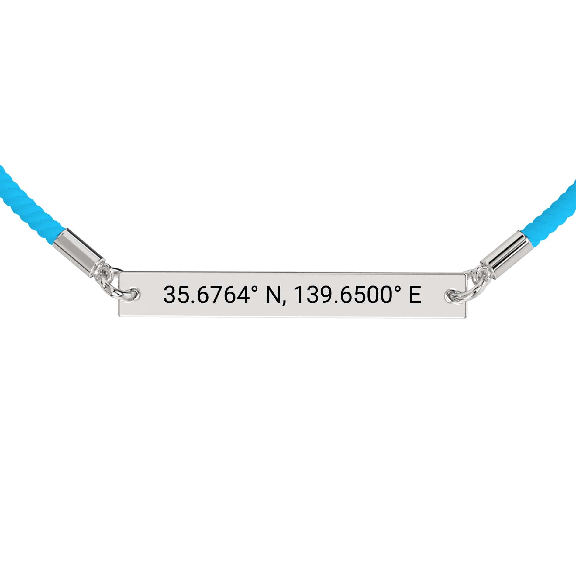 Coordinate Engraved Rope Bracelet