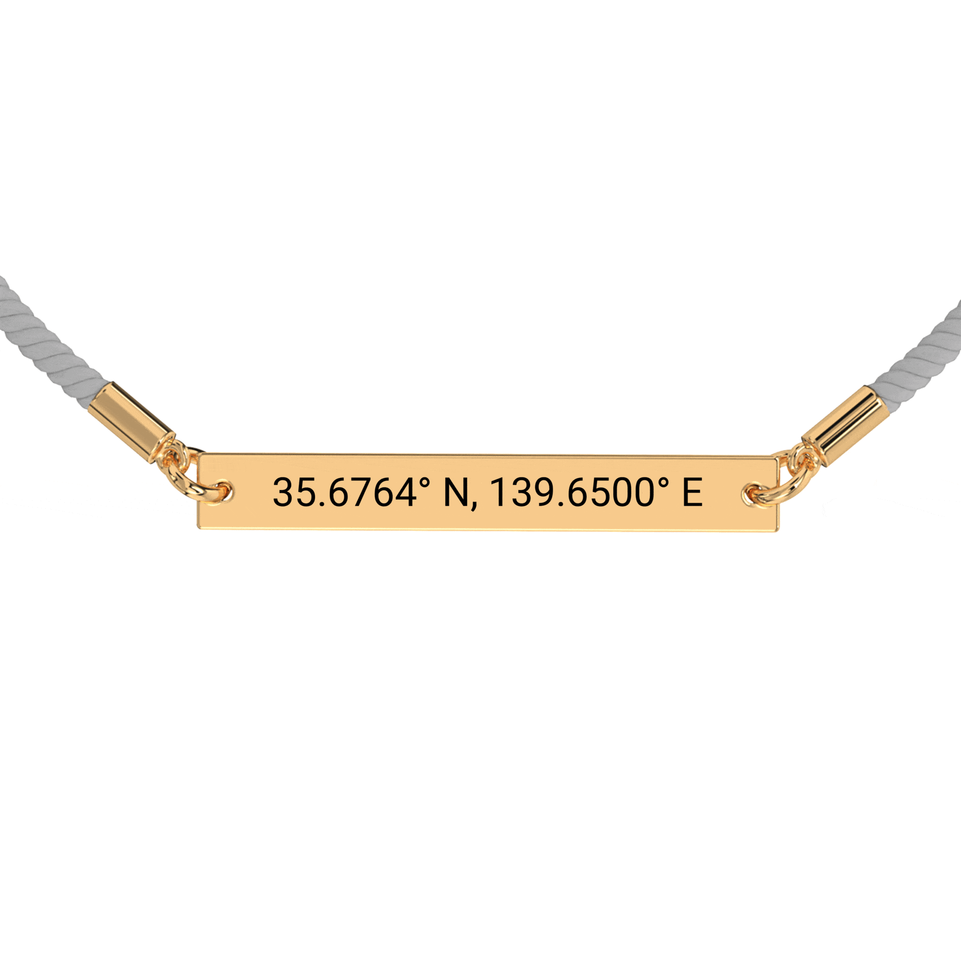 Coordinate Engraved Rope Bracelet