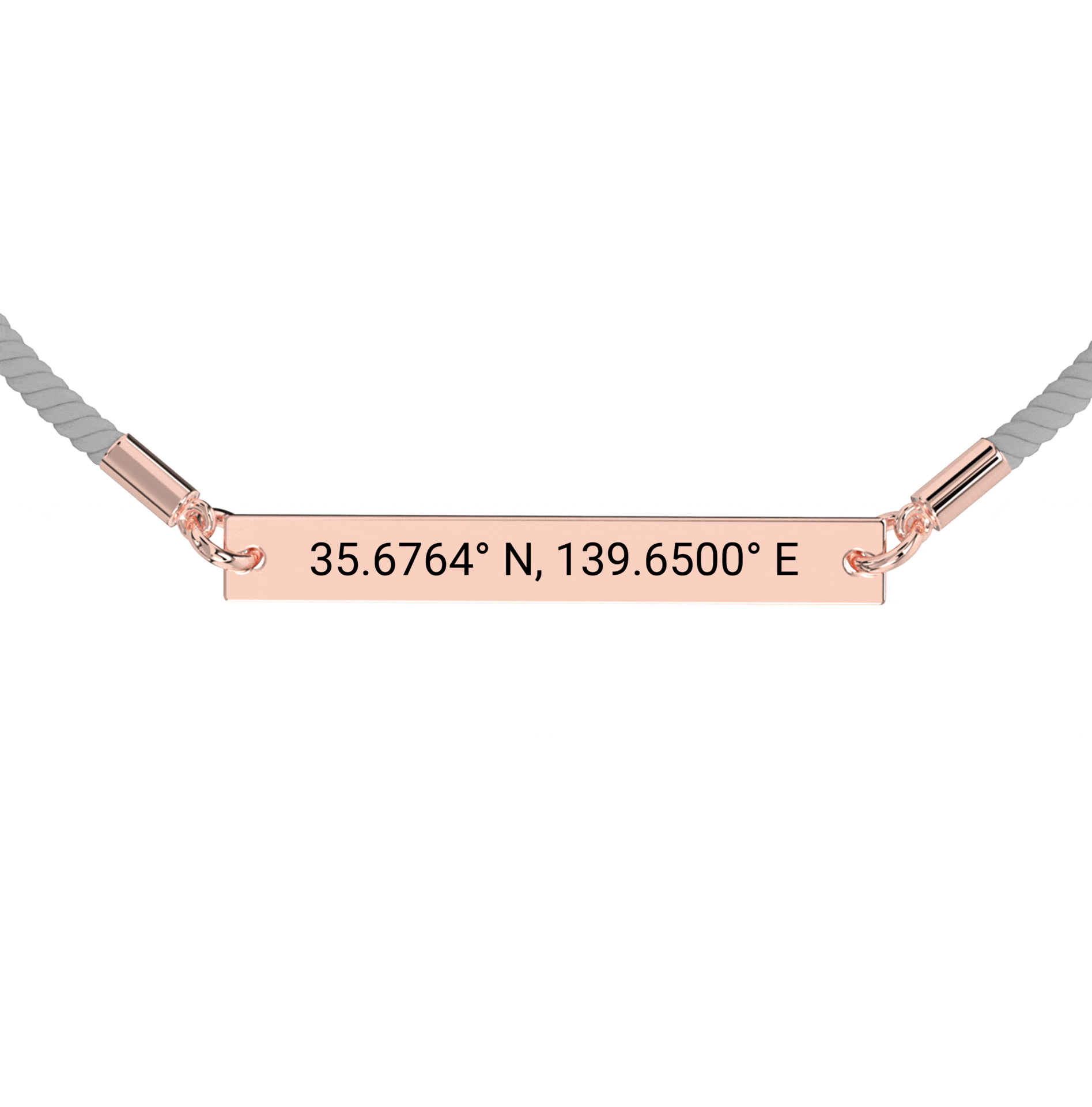 Coordinate Engraved Rope Bracelet