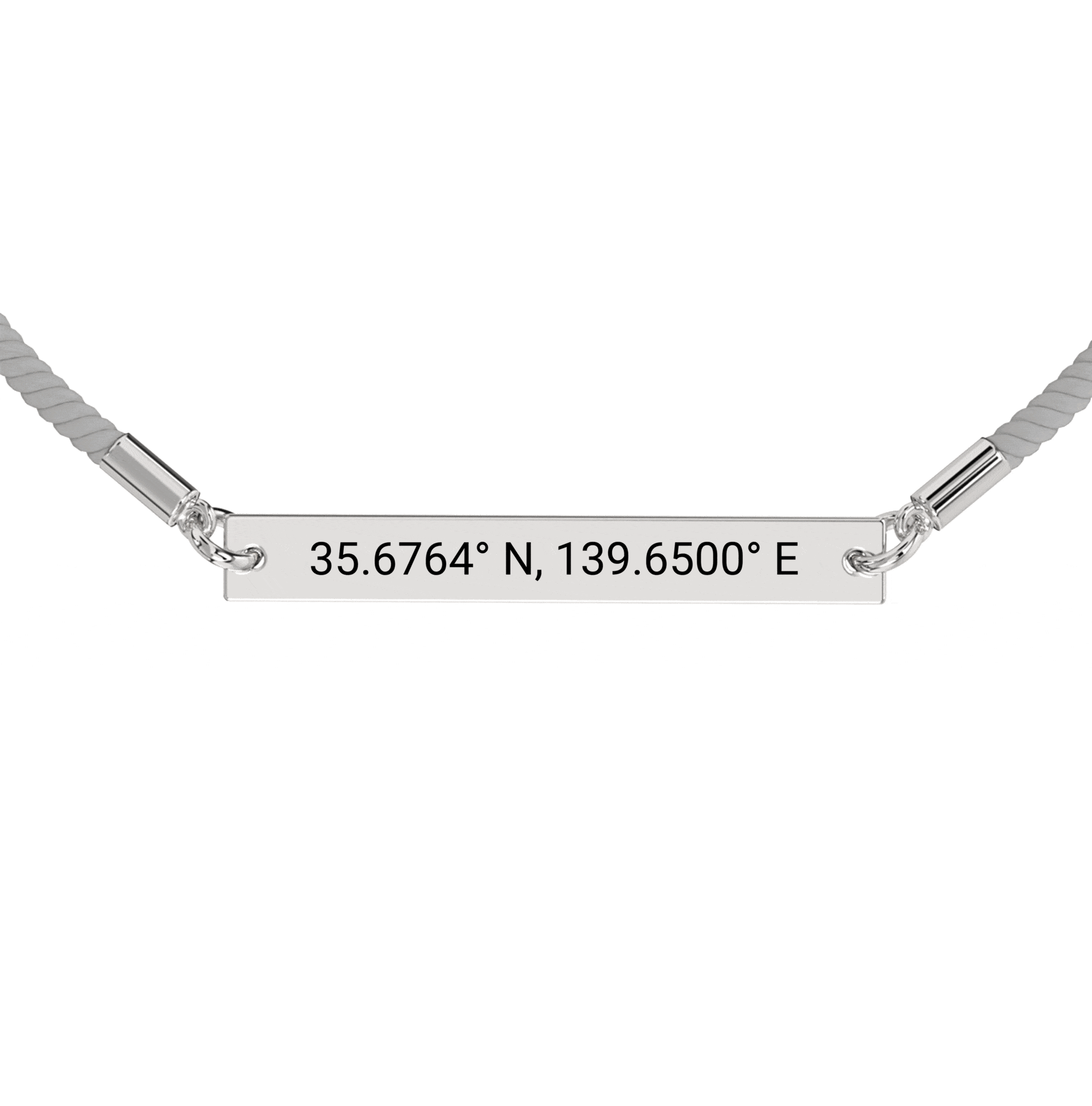 Coordinate Engraved Rope Bracelet