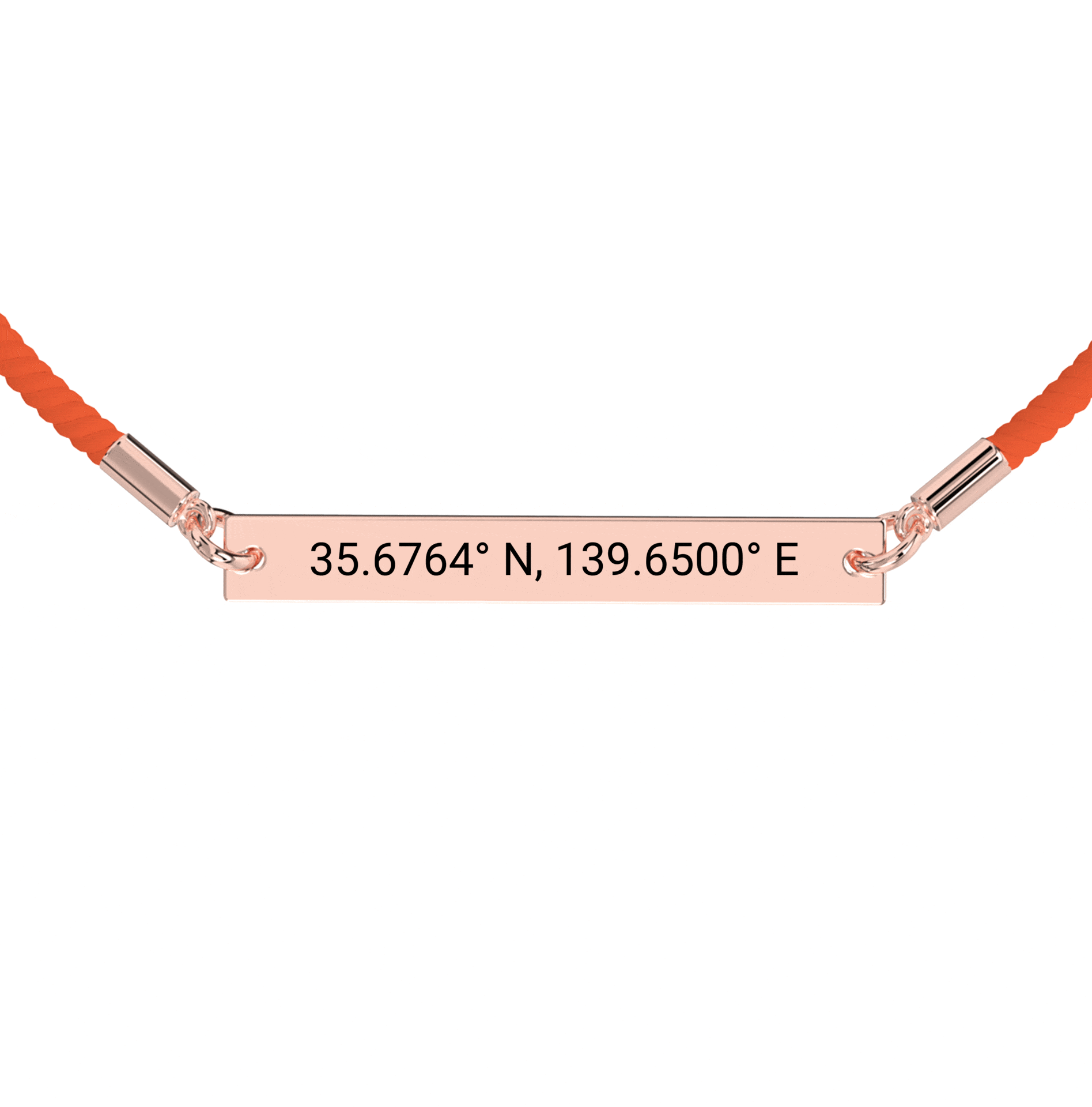 Coordinate Engraved Rope Bracelet