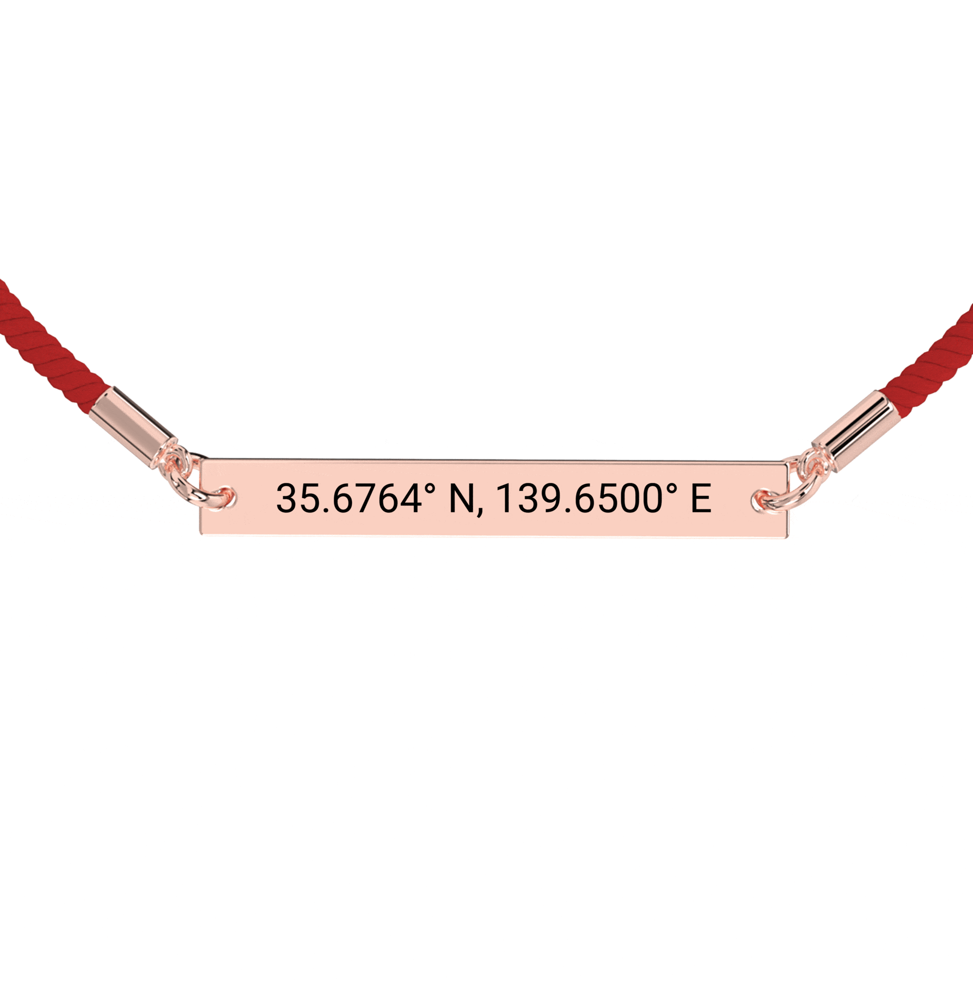 Coordinate Engraved Rope Bracelet