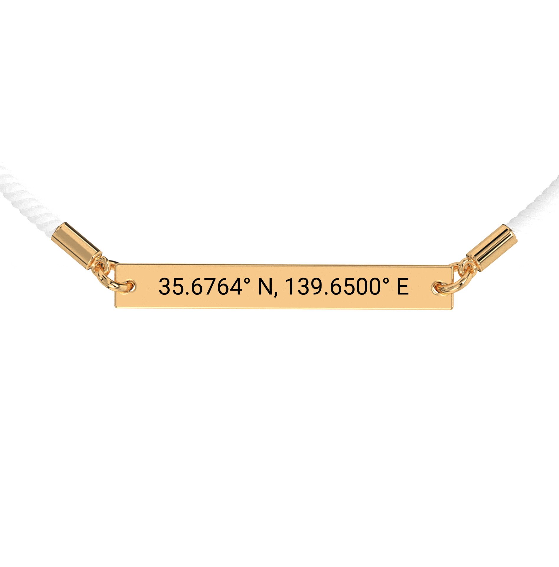 Coordinate Engraved Rope Bracelet