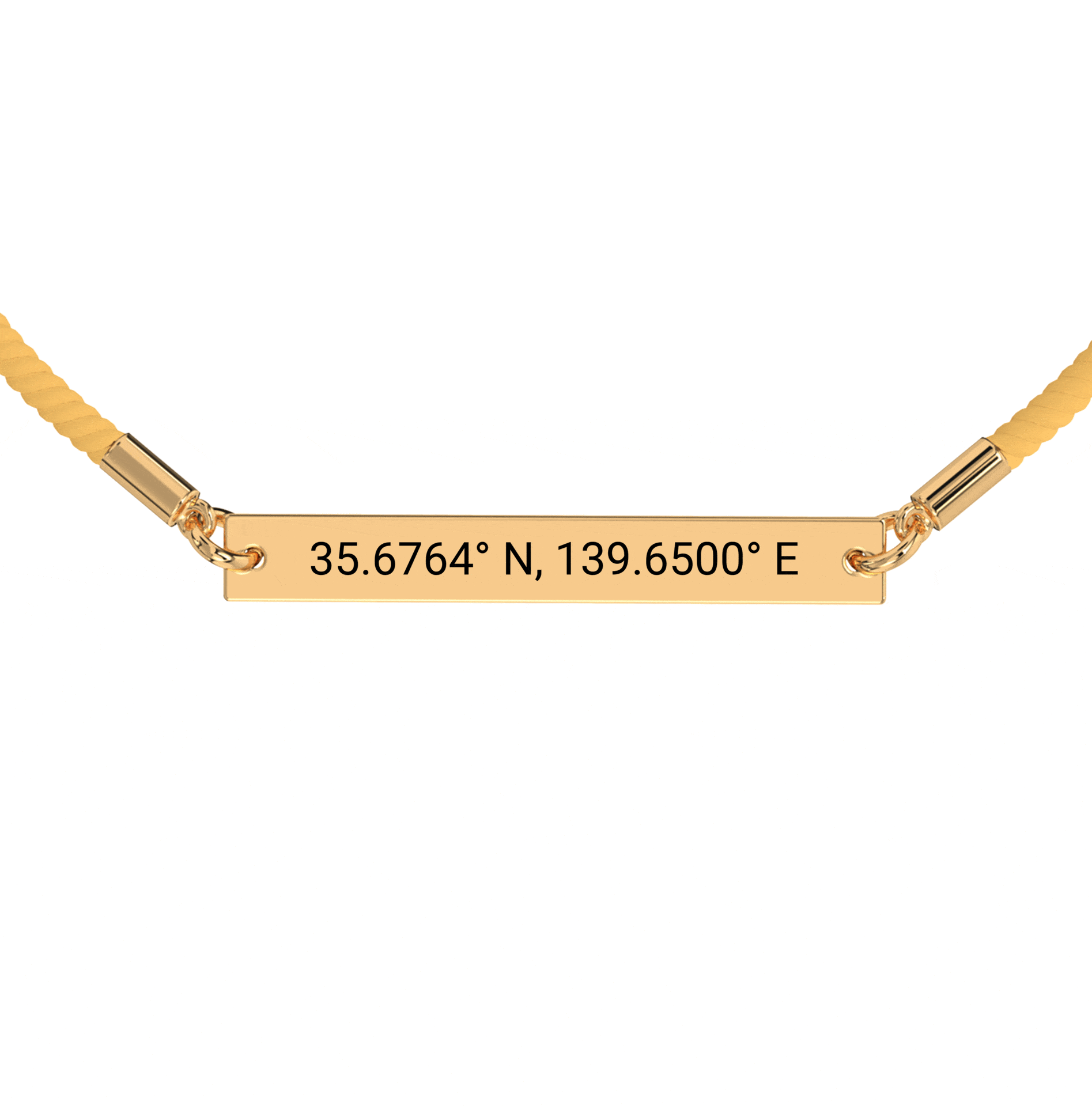 Coordinate Engraved Rope Bracelet