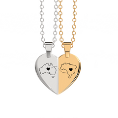 Heart Between Countries Engraved Necklace (2 Necklaces)