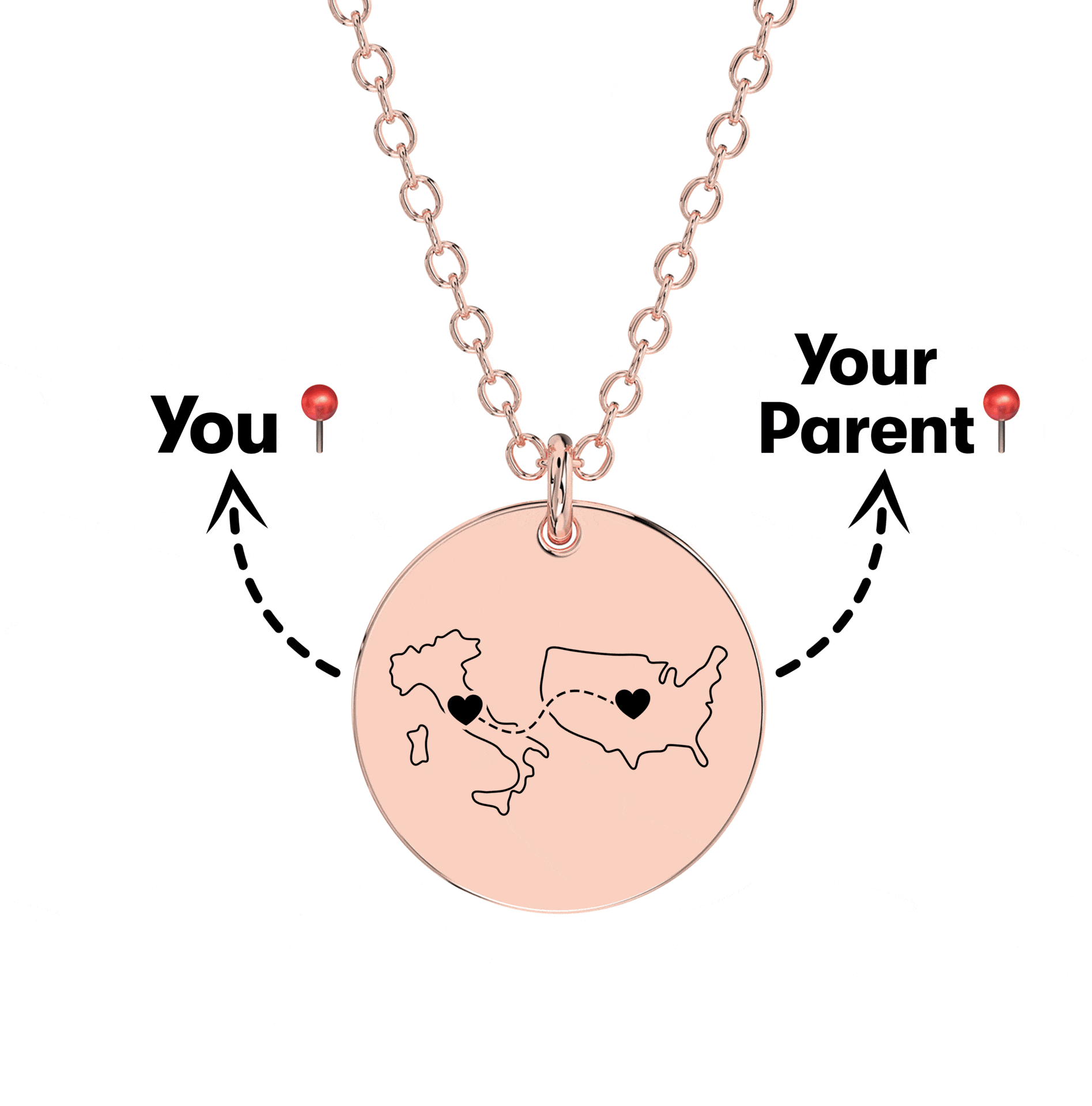 Long Distance Engraved Necklace