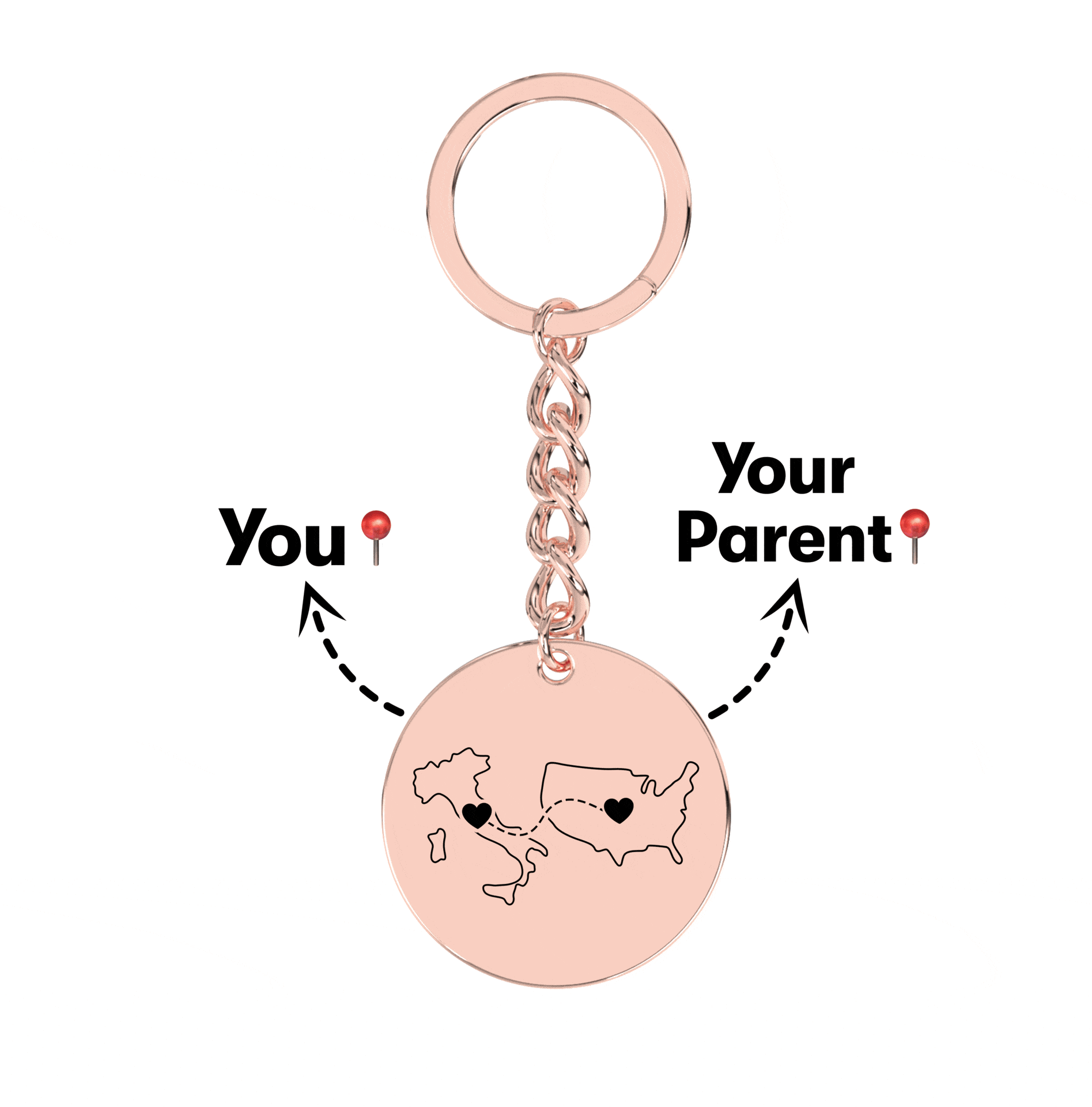 Long Distance Engraved Keychain