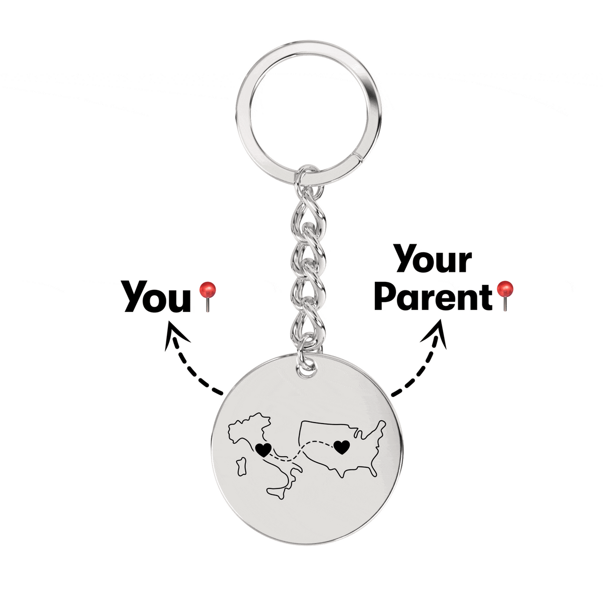 Long Distance Engraved Keychain