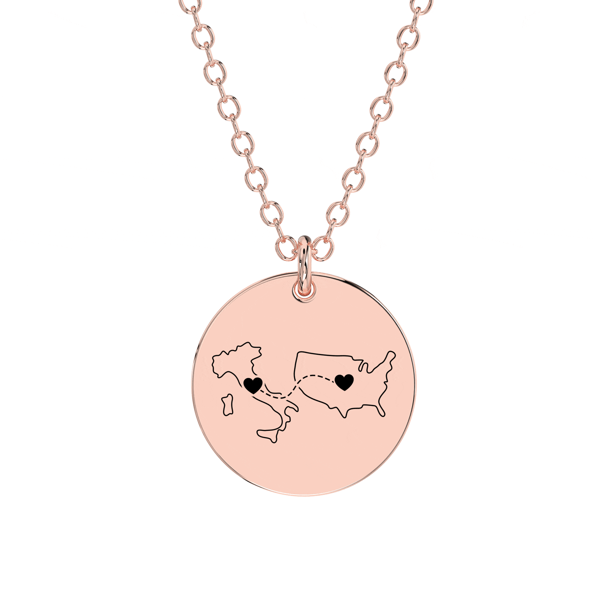 Dual Maps Engraved Necklace