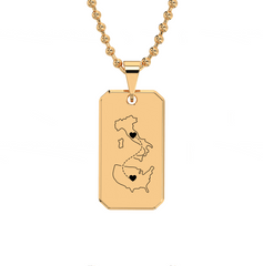 Dual Maps Engraved Dogtag Necklace