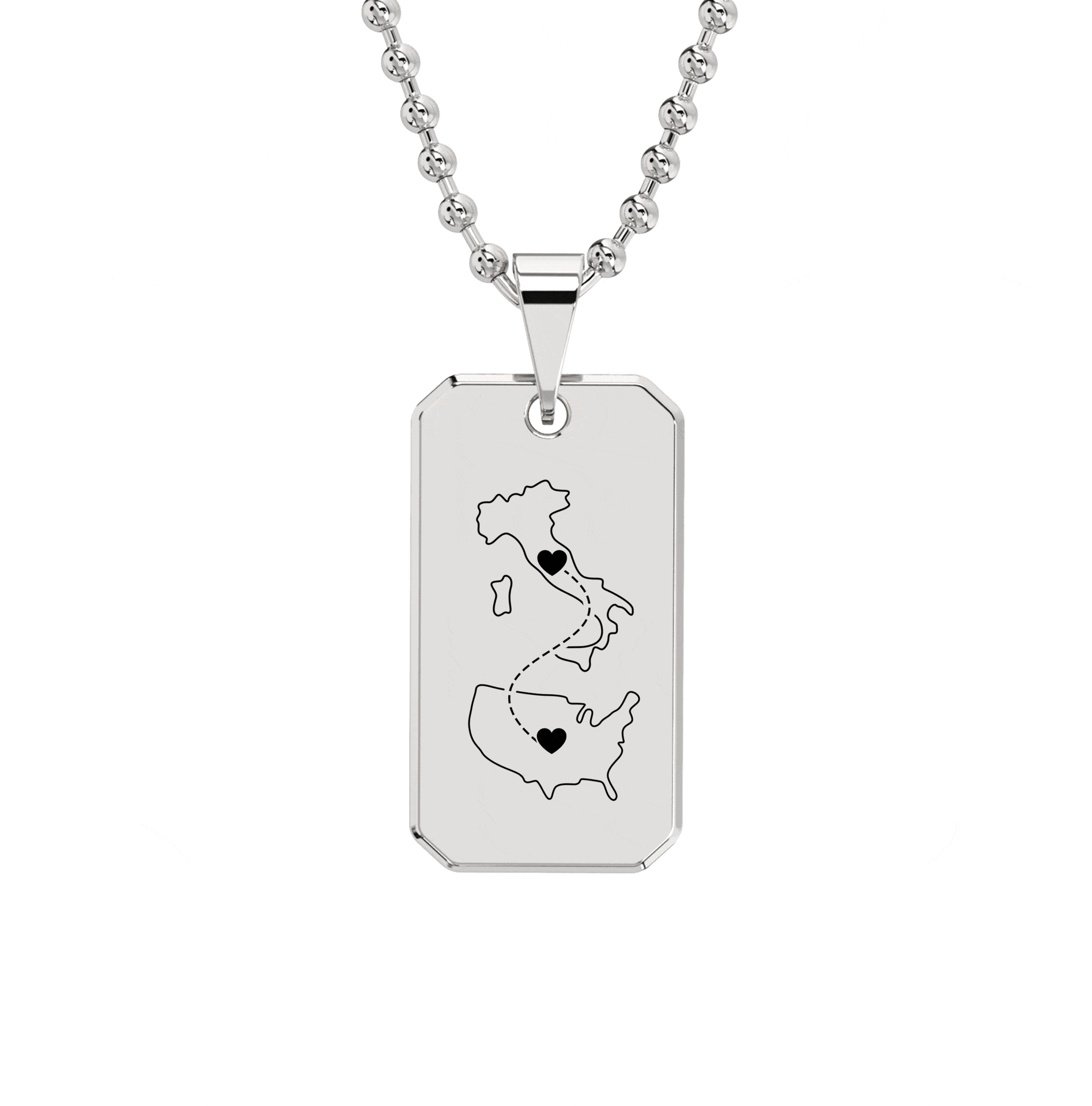 Dual Maps Engraved Dogtag Necklace
