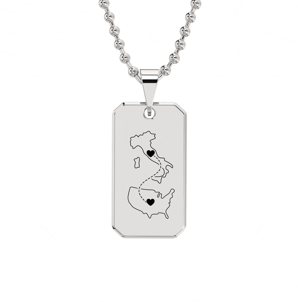 Dual Maps Engraved Dogtag Necklace