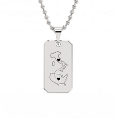 Dual Maps Engraved Dogtag Necklace