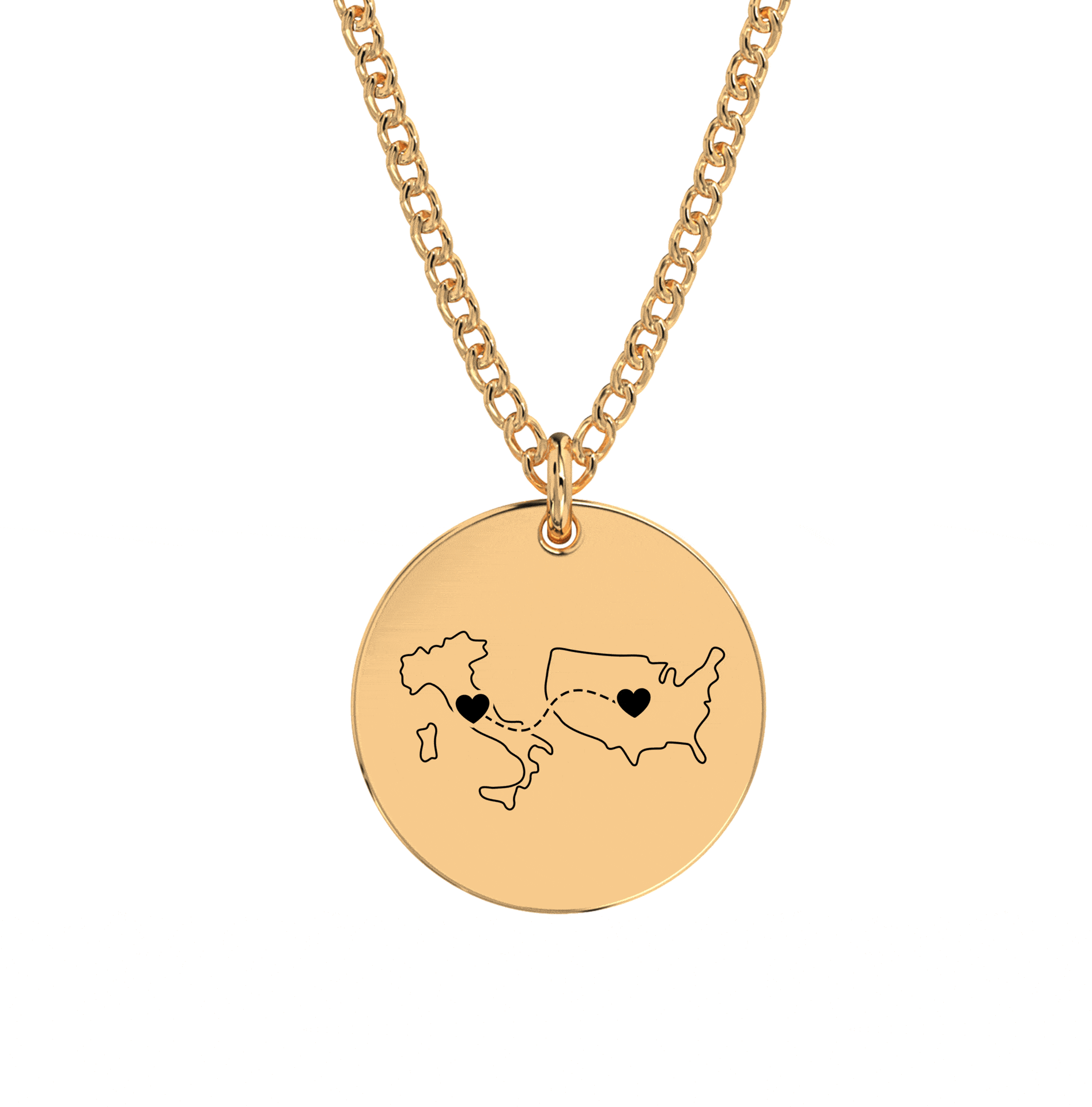 Dual Maps Engraved Necklace