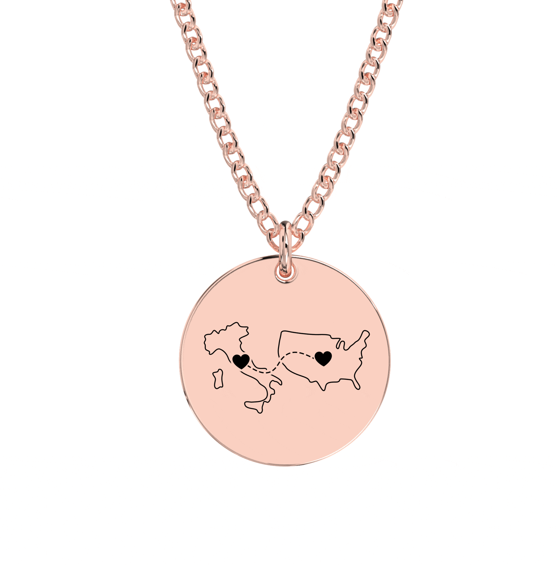 Dual Maps Engraved Necklace