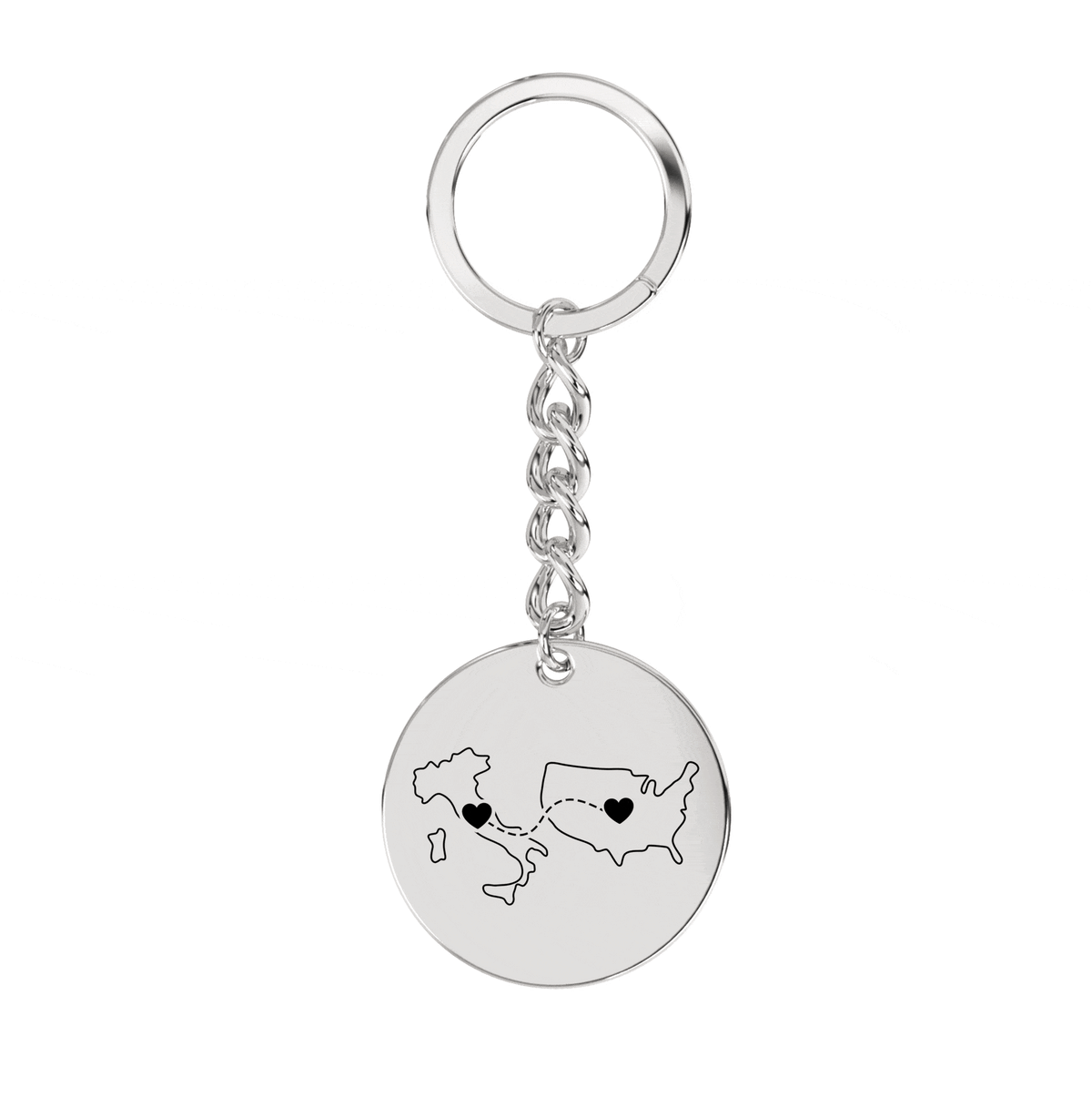 Dual Maps Engraved Keychain